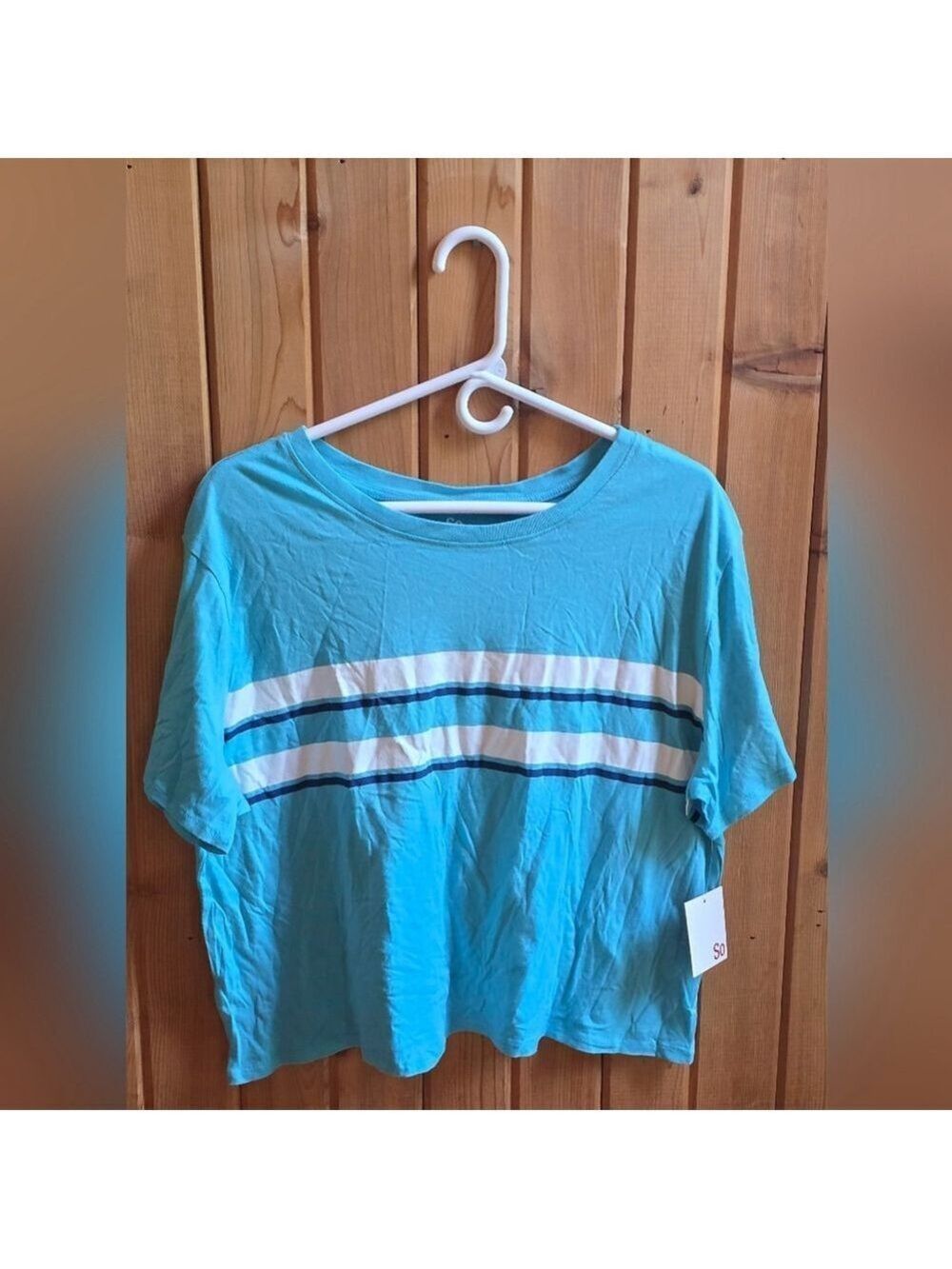 SO Brand Blue White Striped Cropped Top NWT